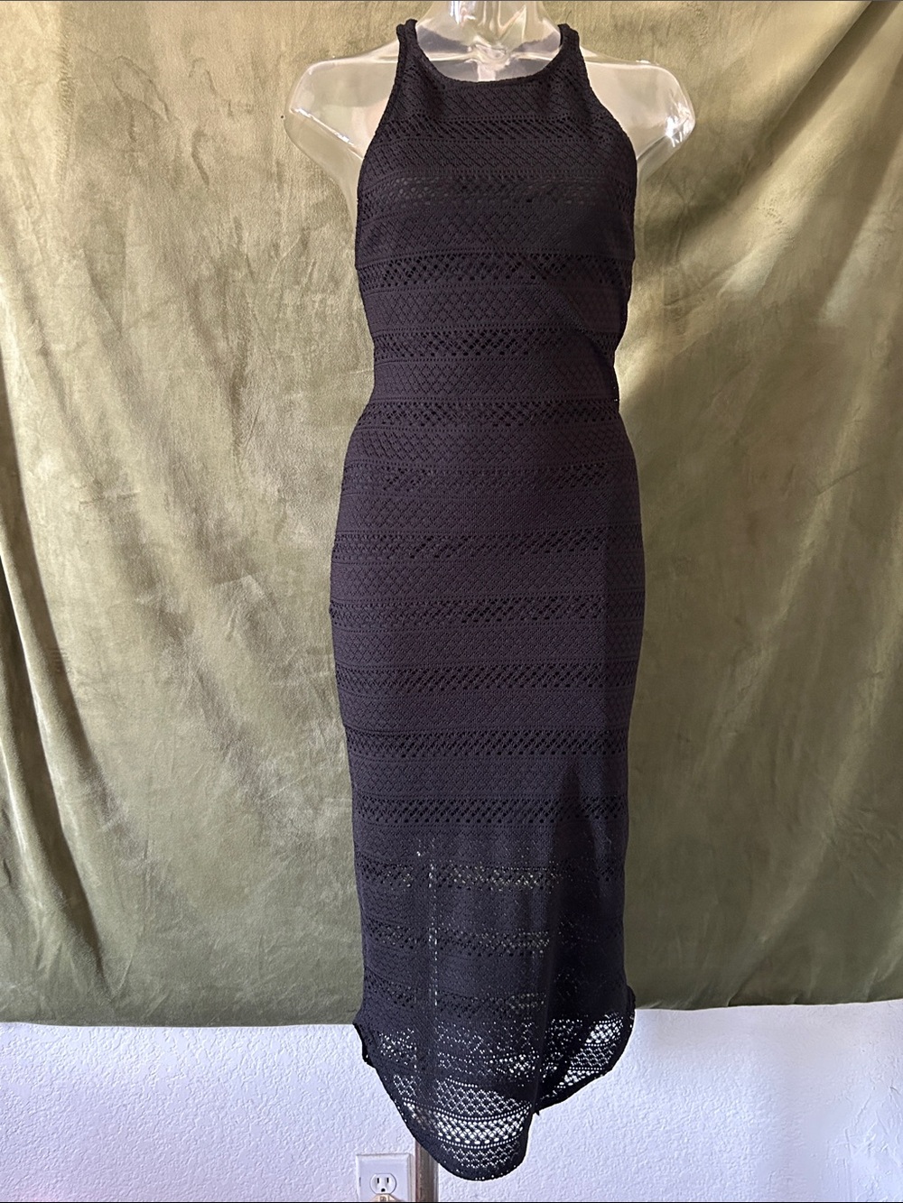 Ecote Black Crochet Maxi Dress